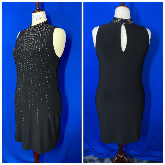 👗 |•WHITE HOUSE BLACK MARKET•| Black Studded Dress Size XLT - Picture 2 of 10